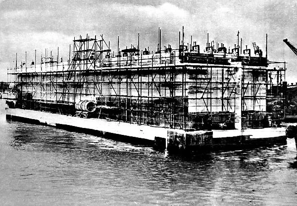 Mulberry Caisson under construction; Second World War, 1944