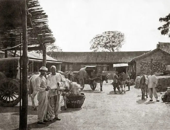 Framed Print : Mule carts, China, circa 1880s Framed Print : Mule carts, China, circa 1880s