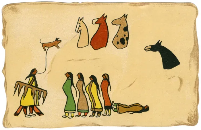 Framed Print : Multi-part story in the Native American Pictograph Tradition Framed Print : Multi-part story in the Native American Pictograph Tradition
