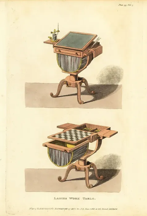 Framed Print : Multi-purpose ladies work table and games table, 1811 Framed Print : Multi-purpose ladies work table and games table, 1811