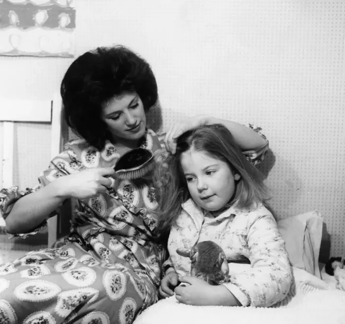 Framed Print : Mum Brushes Girls Hair Framed Print : Mum Brushes Girls Hair