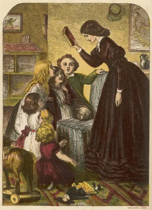 Framed Print : Mum Reads to Kids 1867 Framed Print : Mum Reads to Kids 1867