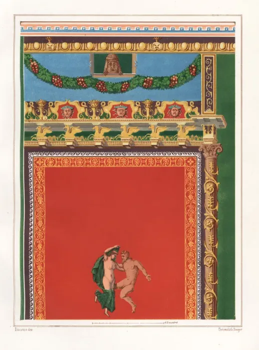 Framed Print : Mural of faun and bacchante from the House Framed Print : Mural of faun and bacchante from the House