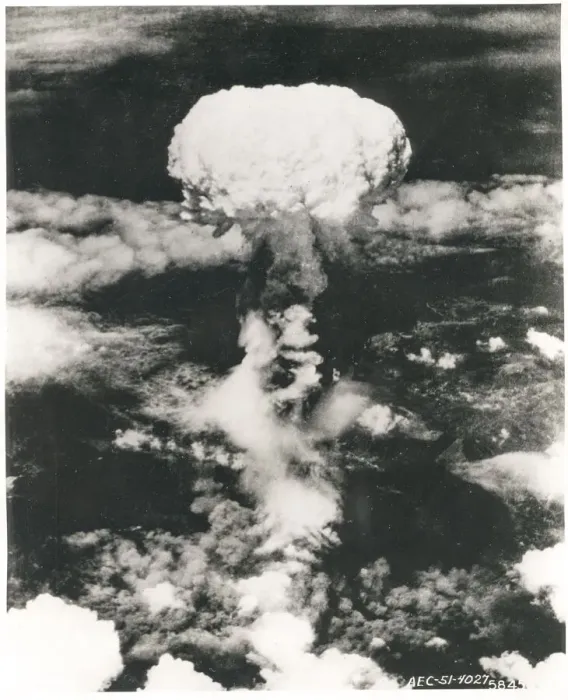 Framed Print : Mushroom cloud Nagasaki Japan in 1945, atomic bomb Framed Print : Mushroom cloud Nagasaki Japan in 1945, atomic bomb