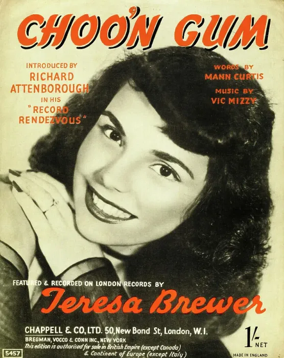 Framed Print : Music cover, Choo'n Gum, sung by Teresa Brewer Framed Print : Music cover, Choo'n Gum, sung by Teresa Brewer