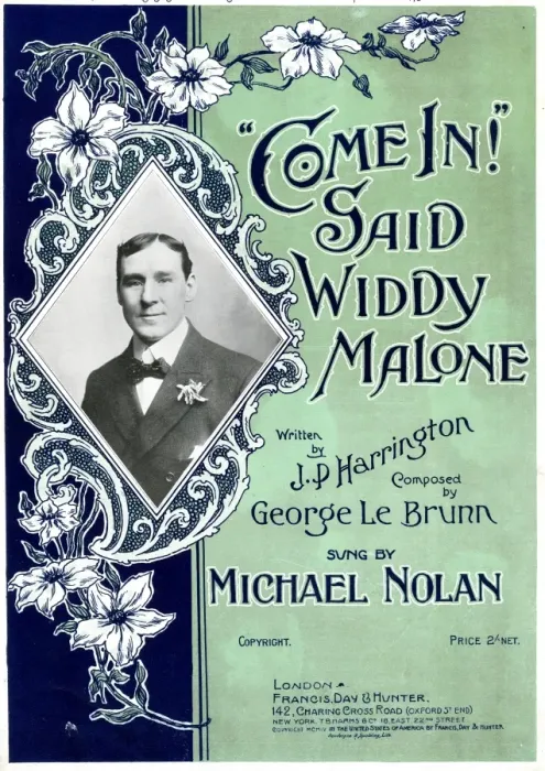 Framed Print : Music cover, Come In! said Widdy Malone Framed Print : Music cover, Come In! said Widdy Malone