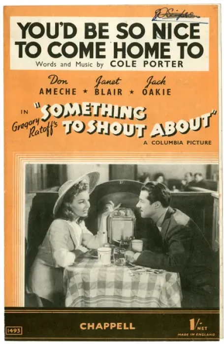 Framed Print : Music cover, You d Be So Nice To Come Home To Framed Print : Music cover, You d Be So Nice To Come Home To