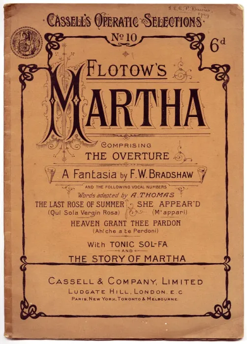 Framed Print : Music cover, Flotows Martha, Cassells Operatic Selections Framed Print : Music cover, Flotows Martha, Cassells Operatic Selections