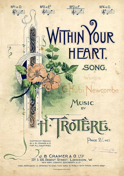 Music cover, Within Your Heart, by H Trotere