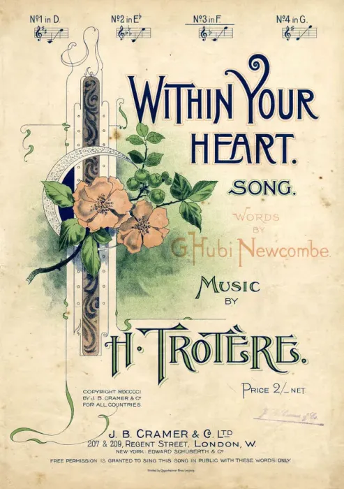 Framed Print : Music cover, Within Your Heart, by H Trotere Framed Print : Music cover, Within Your Heart, by H Trotere