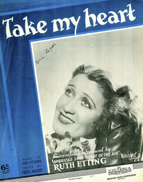Music cover, Take My Heart, Ruth Etting