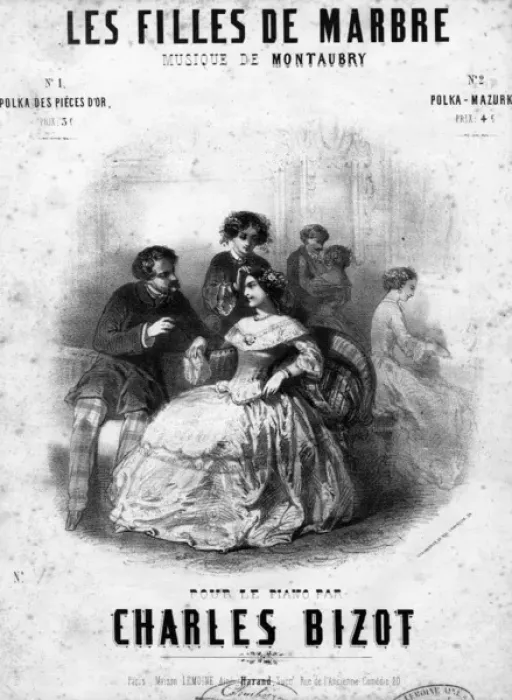 Framed Print : Music cover, Les Filles de Marbre by Montaubry Framed Print : Music cover, Les Filles de Marbre by Montaubry