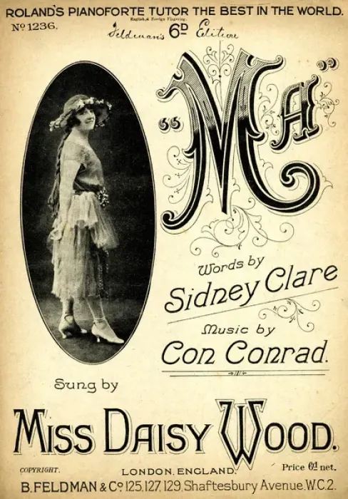 Framed Print : Music cover, Ma sung by Miss Daisy Wood Framed Print : Music cover, Ma sung by Miss Daisy Wood