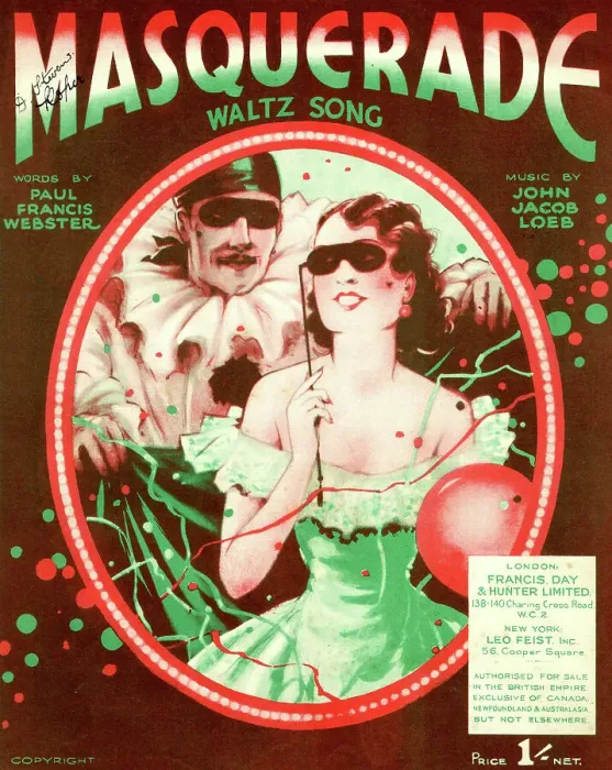 Framed Print : Music cover, Masquerade, waltz song Framed Print : Music cover, Masquerade, waltz song