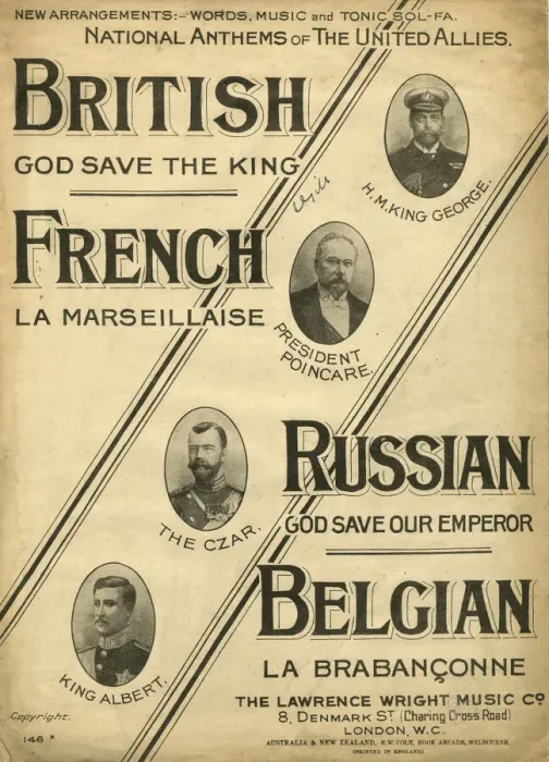Framed Print : Music cover, National Anthems of the Allies, WW1 Framed Print : Music cover, National Anthems of the Allies, WW1