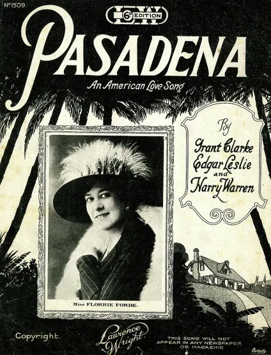 Framed Print : Music cover, Pasadena, an American Love Song Framed Print : Music cover, Pasadena, an American Love Song