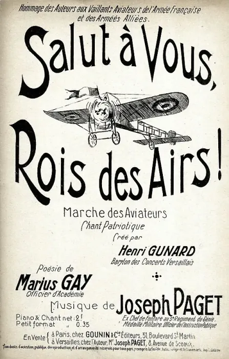 Framed Print : Music cover, Salut a Vous, Rois des Airs! WW1 Framed Print : Music cover, Salut a Vous, Rois des Airs! WW1