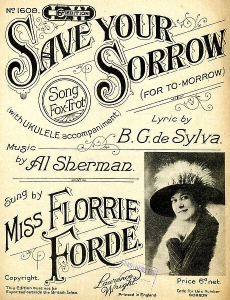 Music cover, Save Your Sorrow, sung by Florrie Forde
