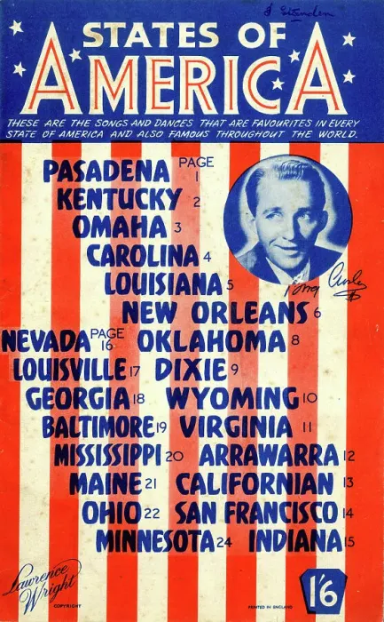 Framed Print : Music cover, States of America, sung by Bing Crosby Framed Print : Music cover, States of America, sung by Bing Crosby