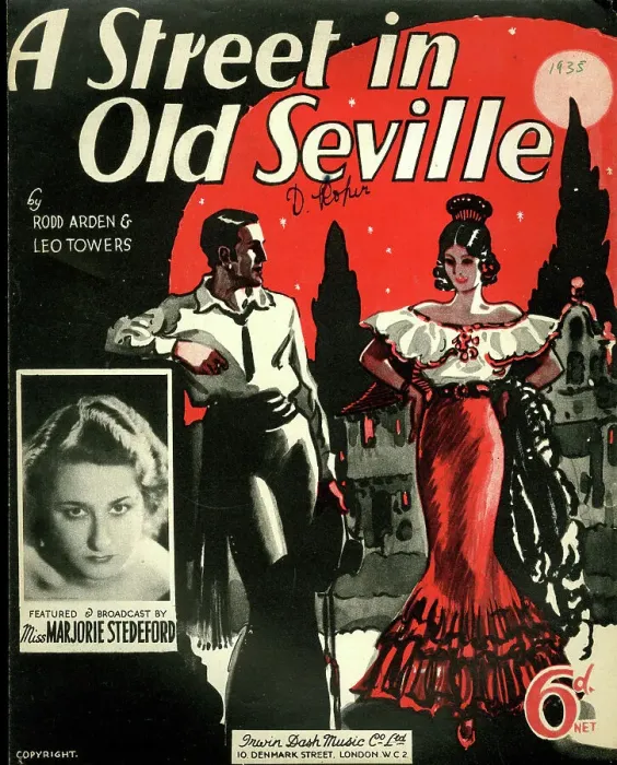 Framed Print : Music cover, A Street in Old Seville, Marjorie Stedeford Framed Print : Music cover, A Street in Old Seville, Marjorie Stedeford