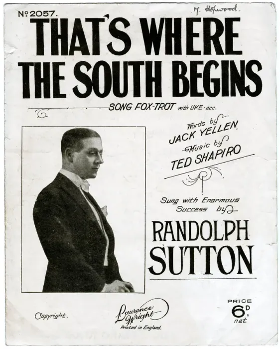 Framed Print : Music cover, Thats Where the South Begins Framed Print : Music cover, Thats Where the South Begins