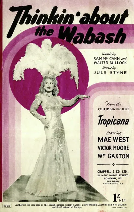 Framed Print : Music cover, Thinkin about the Wabash, Mae West Framed Print : Music cover, Thinkin about the Wabash, Mae West