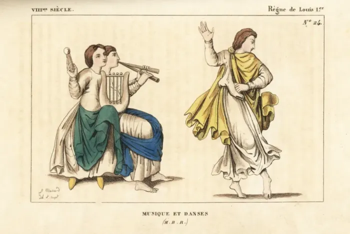 Framed Print : Music and dance of the 8th or 9th century Framed Print : Music and dance of the 8th or 9th century