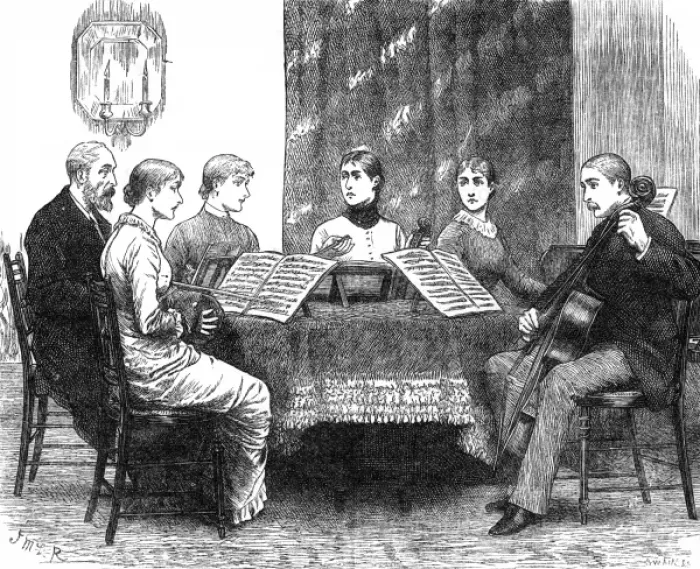 Framed Print : A music evening at home, 1882 Framed Print : A music evening at home, 1882