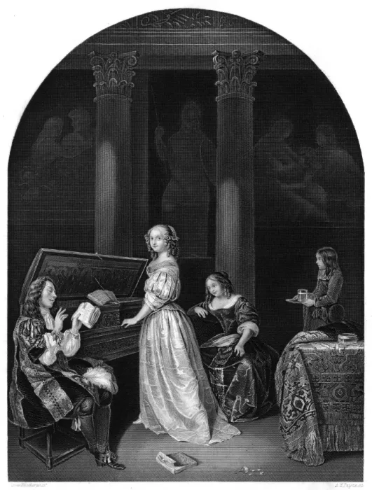 Framed Print : Music at home, 17th century Framed Print : Music at home, 17th century