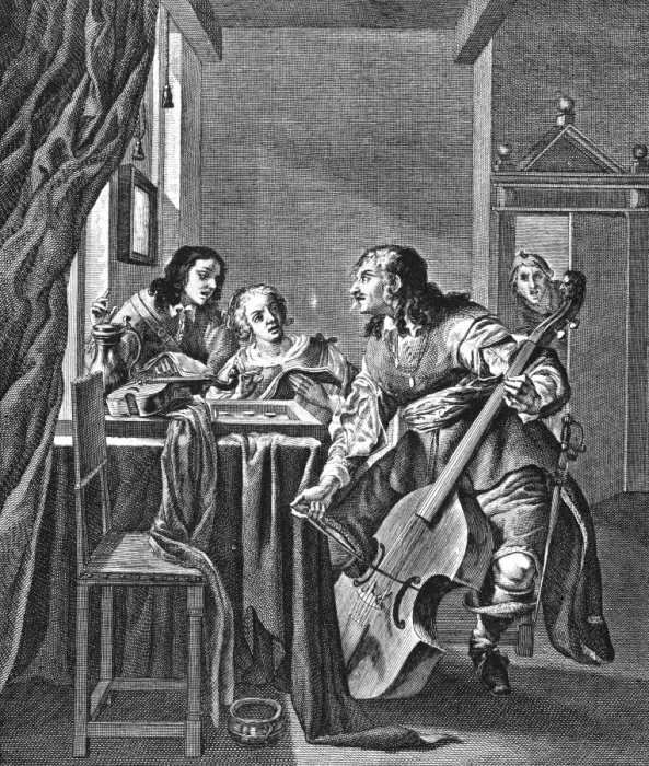 Framed Print : Music at home - 17th century musical gathering Framed Print : Music at home - 17th century musical gathering
