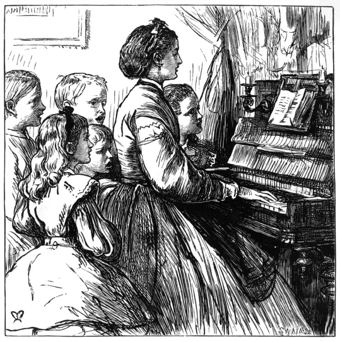 Framed Print : Music at home - family round the piano, 1866 Framed Print : Music at home - family round the piano, 1866