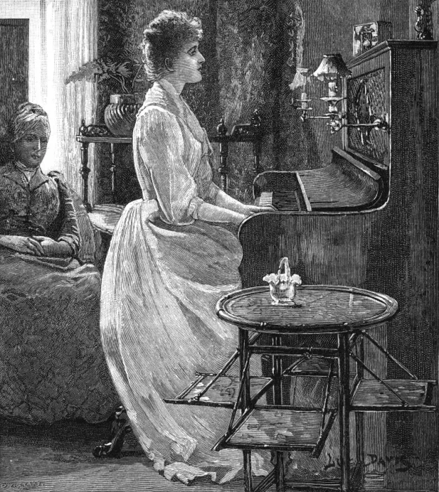 Framed Print : Music at home - a lady plays the piano Framed Print : Music at home - a lady plays the piano