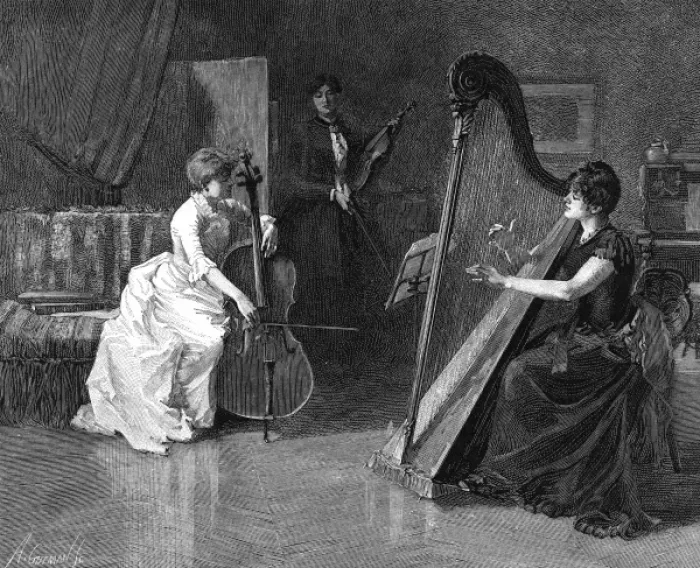 Framed Print : Music at home - a trio of musicians Framed Print : Music at home - a trio of musicians