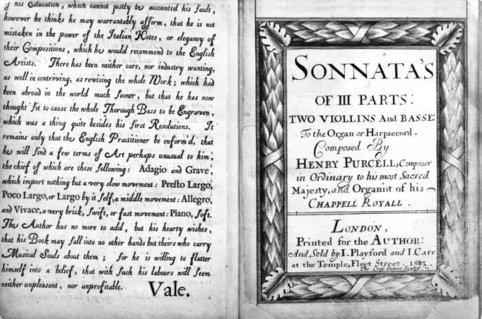 Framed Print : Music score: Sonata by Purcell, 1683 Framed Print : Music score: Sonata by Purcell, 1683