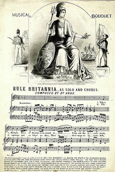 Music sheet, Rule Britannia, as solo and chorus