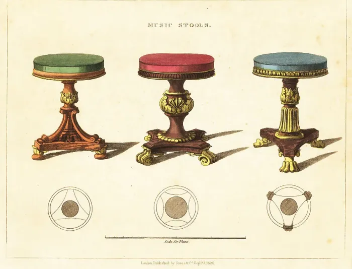 Framed Print : Music stools, Regency style Framed Print : Music stools, Regency style