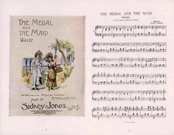 Framed Print : Musical comedy, The Medal and the Maid, Waltz, music by Sidney Jones. Date: 1900s Framed Print : Musical comedy, The Medal and the Maid, Waltz, music by Sidney Jones. Date: 1900s