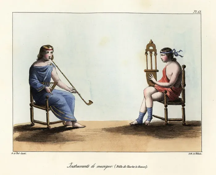Framed Print : Musical instruments in the time of King David Framed Print : Musical instruments in the time of King David