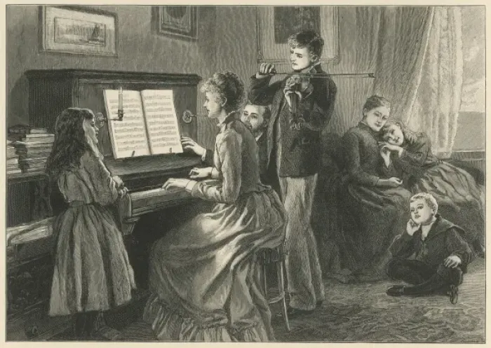Framed Print : Musical Scene around the Piano Framed Print : Musical Scene around the Piano