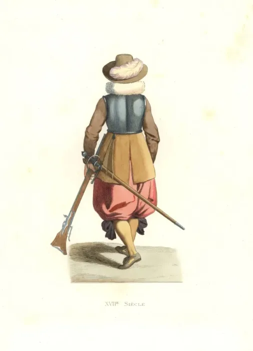 Framed Print : Musketeer from French Flanders, 17th century Framed Print : Musketeer from French Flanders, 17th century