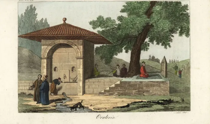 Framed Print : Muslim man praying at a roadside prayer site Framed Print : Muslim man praying at a roadside prayer site