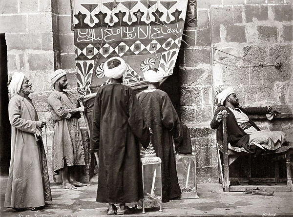 Muslim men going to pray, Egypt, circa 1880. Date: circa 1880