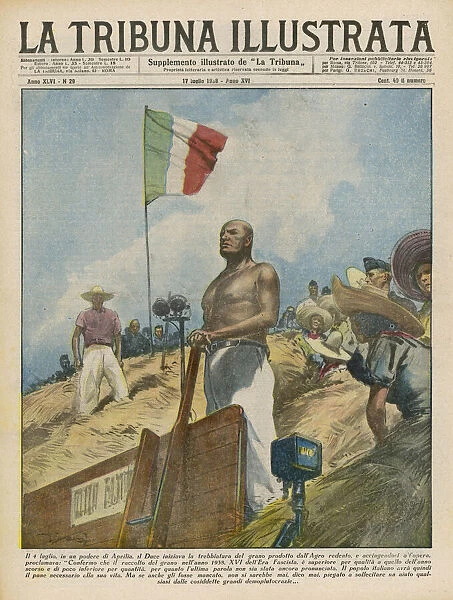 MUSSOLINI STRIPS. Mussolini is warmly applauded when he strips to the waist