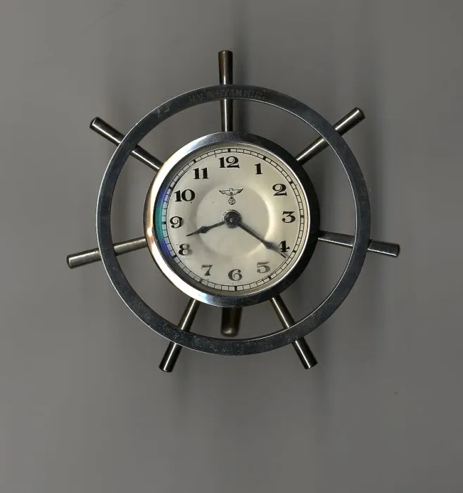 Framed Print : MV Britannic - chrome mantel clock