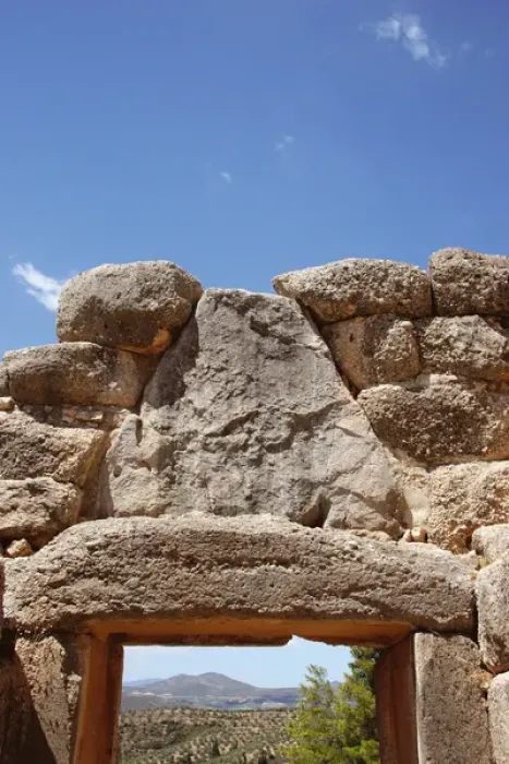 Framed Print : Mycenaean Art. The Lion Gate of Mycenes fortress. Peloponnes Framed Print : Mycenaean Art. The Lion Gate of Mycenes fortress. Peloponnes
