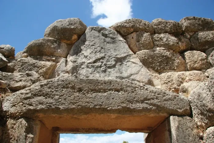 Framed Print : Mycenaean Art. The Lion Gate of Mycenes fortress. Peloponnes Framed Print : Mycenaean Art. The Lion Gate of Mycenes fortress. Peloponnes