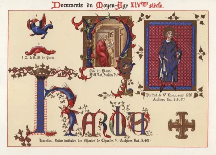 Framed Print : Mythical creatures, Karolus initial letters Framed Print : Mythical creatures, Karolus initial letters