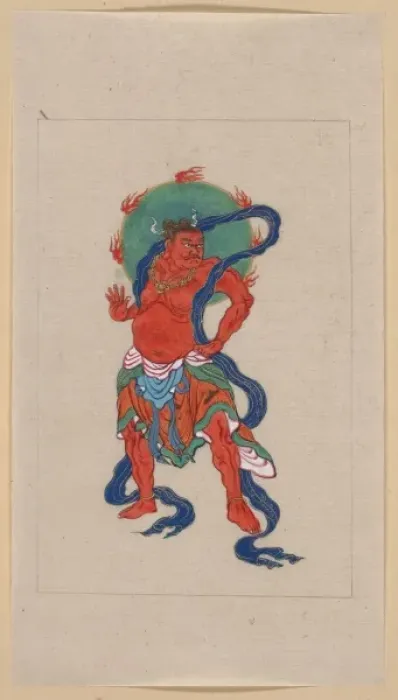 Framed Print : Mythological Buddhist or Hindu figure, full-length, standing Framed Print : Mythological Buddhist or Hindu figure, full-length, standing