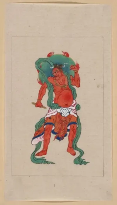 Framed Print : Mythological Buddhist or Hindu figure, full-length, standing Framed Print : Mythological Buddhist or Hindu figure, full-length, standing