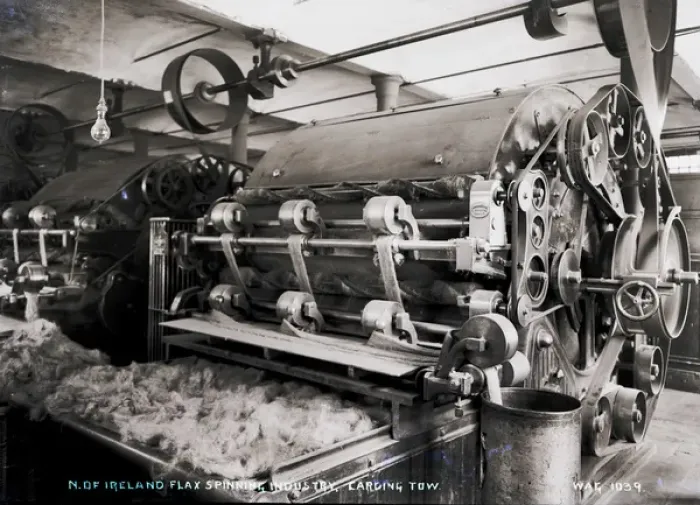 Framed Print : N. of Ireland Spinning Industry, Carding Tow Framed Print : N. of Ireland Spinning Industry, Carding Tow